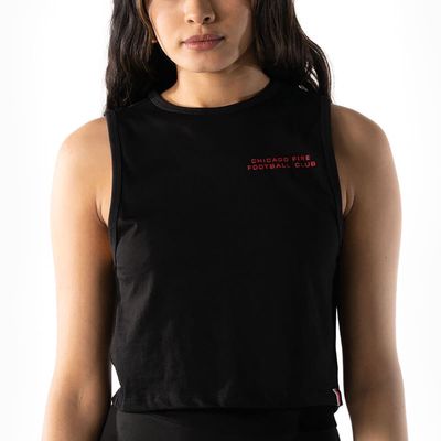 Women's The Wild Collective Black Chicago Fire Crop Muscle Tri-Blend Tank Top