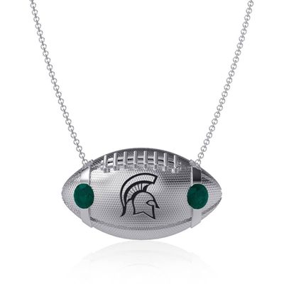 DAYNA DESIGNS Michigan State Spartans Football Necklace in Silver
