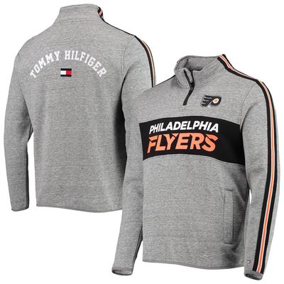 Men's Tommy Hilfiger Heathered Gray Philadelphia Flyers Mario Quarter-Zip Jacket in Heather Gray