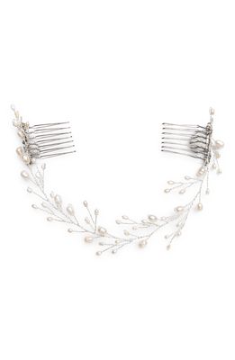 Brides & Hairpins Leona Pearl & Crystal Halo Comb in Silver