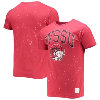 Men's Original Retro Brand Red Winston-Salem State Rams Bleach Splatter T-Shirt