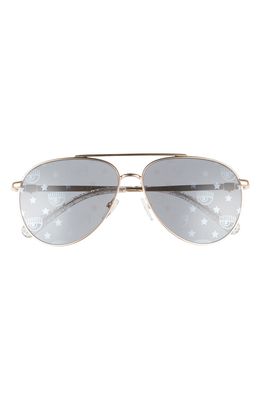 CHIARA FERRAGNI Glam Eye 59mm Aviator Sunglasses in Gold Crystal /Silver Grey