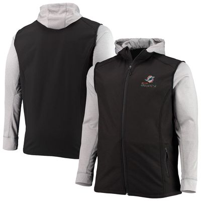 Men's Dunbrooke Black/Gray Miami Dolphins Big & Tall Alpha Full-Zip Hoodie Jacket