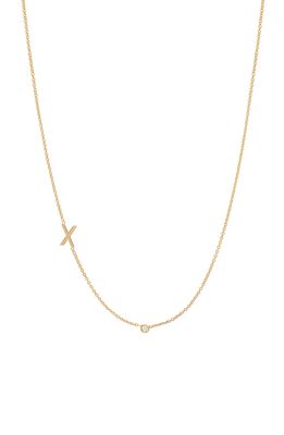 BYCHARI Asymmetric Initial & Diamond Pendant Necklace in 14K Yellow Gold-X