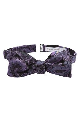 EDWARD ARMAH Paisley Stripe Reversible Silk Bow Tie in Black