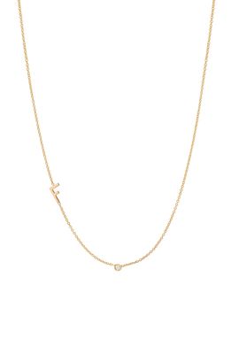 BYCHARI Asymmetric Initial & Diamond Pendant Necklace in 14K Yellow Gold-F