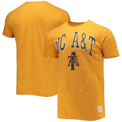 Men's Original Retro Brand Gold North Carolina A & T Aggies Bleach Splatter T-Shirt