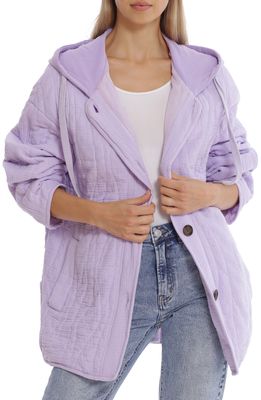 Avec Les Filles Quilted Oversize Hooded Jacket in Violet