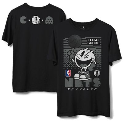 Men's Junk Food Black Brooklyn Nets NBA x Pac Man High Score T-Shirt