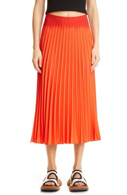 Proenza Schouler White Label Crepe Pleated Midi Skirt in Bright Orange/Black