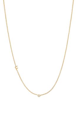 BYCHARI Small Asymmetric Initial & Diamond Pendant Necklace in 14K Yellow Gold-F
