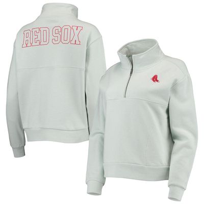 Women's The Wild Collective Light Blue Boston Red Sox Two-Hit Quarter-Zip Pullover Top