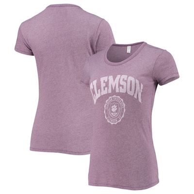 Women's Alternative Apparel Heathered Purple Clemson Tigers Keepsake College Seal T-Shirt in Heather Purple