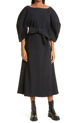 Mara Hoffman Cecilia Tie Waist Stretch Organic Cotton Midi Dress in Black