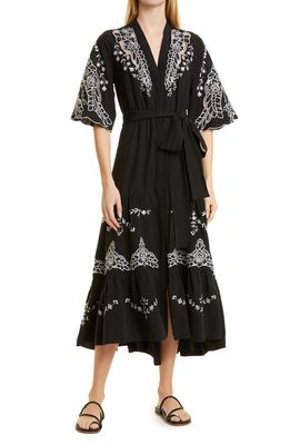 KOBI HALPERIN Gabbi Embroidered Dress in Black/White