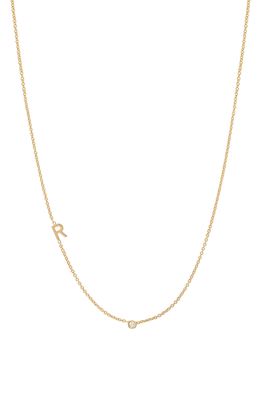 BYCHARI Small Asymmetric Initial & Diamond Pendant Necklace in 14K Yellow Gold-R
