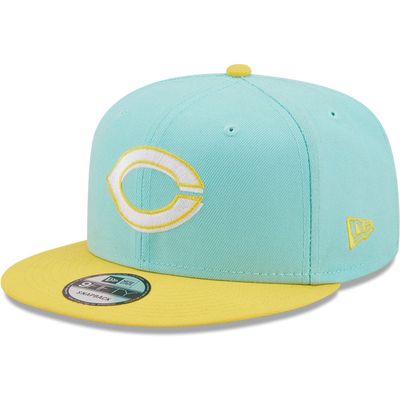 Men's New Era Turquoise/Yellow Cincinnati Reds Spring Two-Tone 9FIFTY Snapback Hat