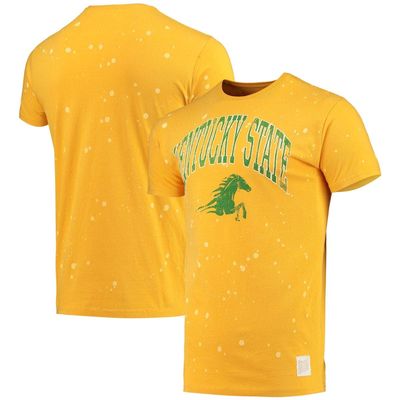 Men's Original Retro Brand Gold Kentucky State Thorobreds Bleach Splatter T-Shirt