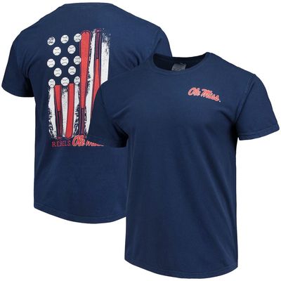 IMAGE ONE Men's Navy Ole Miss Rebels Baseball Flag Comfort Colors T-Shirt