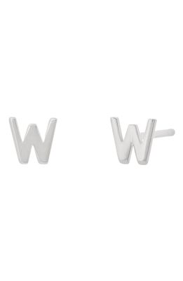 BYCHARI Small Initial Stud Earrings in 14K White Gold-W