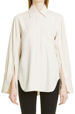 Maria McManus Split Sleeve Button-Up Shirt in Ivory