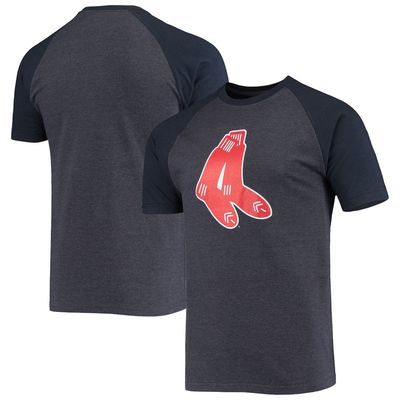 Men's Stitches Heathered Navy Boston Red Sox Raglan T-Shirt in Heather Navy