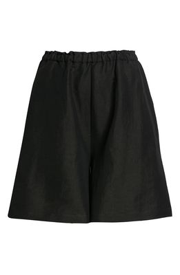 Toteme Elastic Waist Stretch Linen Shorts in Black