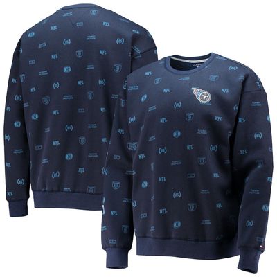 Men's Tommy Hilfiger Navy Tennessee Titans Reid Graphic Pullover Sweatshirt