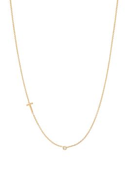 BYCHARI Asymmetric Initial & Diamond Pendant Necklace in 14K Yellow Gold-T