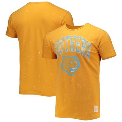 Men's Original Retro Brand Gold Southern University Jaguars Bleach Splatter T-Shirt
