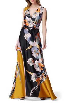 Tahari Retro Floral Maxi Dress in Retro Floral Swirl