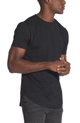 Cuts Trim Fit Elongated Crewneck T-Shirt in Black
