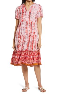 beachlunchlounge Coley Print Tiered Shift Dress in Aster Aura