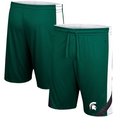 Men's Colosseum Green/White Michigan State Spartans Big & Tall Team Reversible Shorts