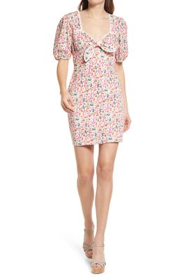 Adelyn Rae Karina Tie Front Minidress in Pink Floral