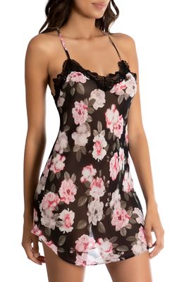 In Bloom by Jonquil Taylor Lace Trim Floral Print Chemise in Black
