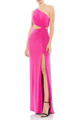 Mac Duggal One-Shoulder Cutout Jersey Gown in Magenta