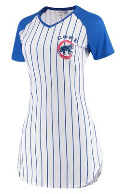 Women's Concepts Sport White Chicago Cubs Vigor Pinstripe Nightshirt
