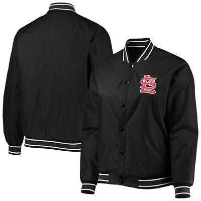 Women's JH Design Black St. Louis Cardinals Plus Size Poly Twill Full-Snap Jacket