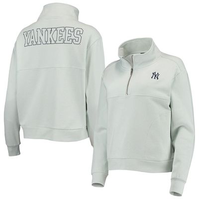 Women's The Wild Collective Light Blue New York Yankees Two-Hit Quarter-Zip Pullover Top