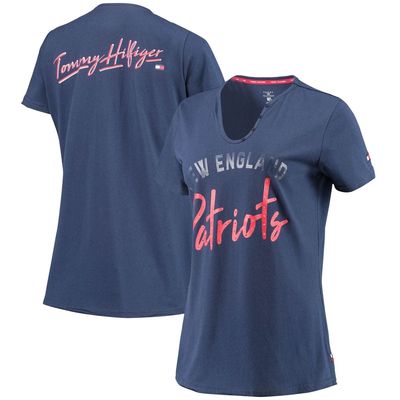Women's Tommy Hilfiger Navy New England Patriots Riley V-Neck T-Shirt