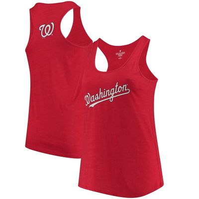 Women's Soft as a Grape Red Washington Nationals Plus Size Swing for the Fences Racerback Tank Top