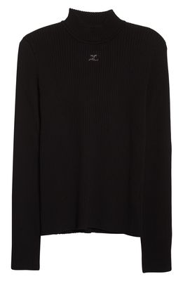 Courreges Men's Mock Neck Sweater in Black