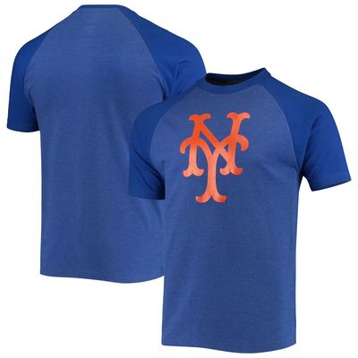 Men's Stitches Heathered Royal New York Mets Raglan T-Shirt in Heather Royal