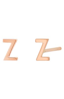 BYCHARI Small Initial Stud Earrings in 14K Rose Gold-Z
