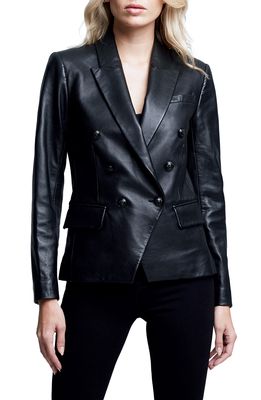 L'AGENCE Kenzie Double Breasted Blazer in Black/Black