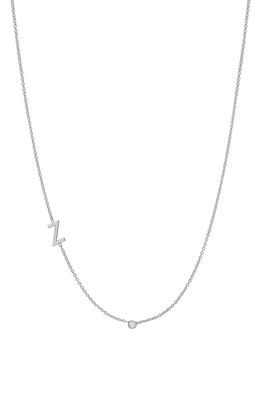 BYCHARI Asymmetric Initial & Diamond Pendant Necklace in 14K White Gold-Z