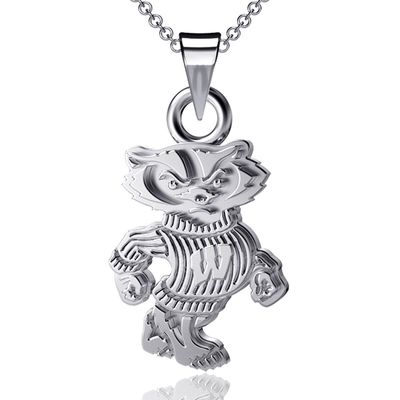 Women's Dayna Designs Wisconsin Badgers Pendant Necklace in Silver