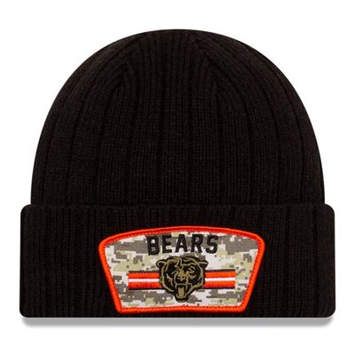 Men's New Era Black Chicago Bears 2021 Salute To Service Cuffed Knit Hat