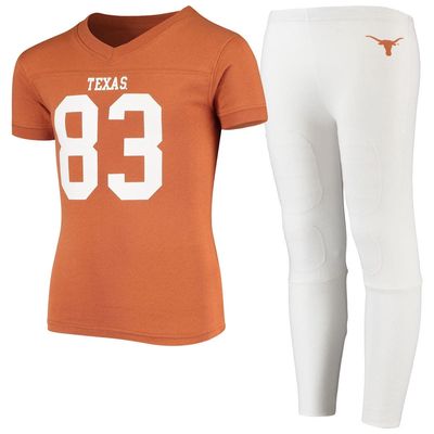 Youth Wes & Willy Orange/White Texas Longhorns Team Football Pajama Set in Burnt Orange